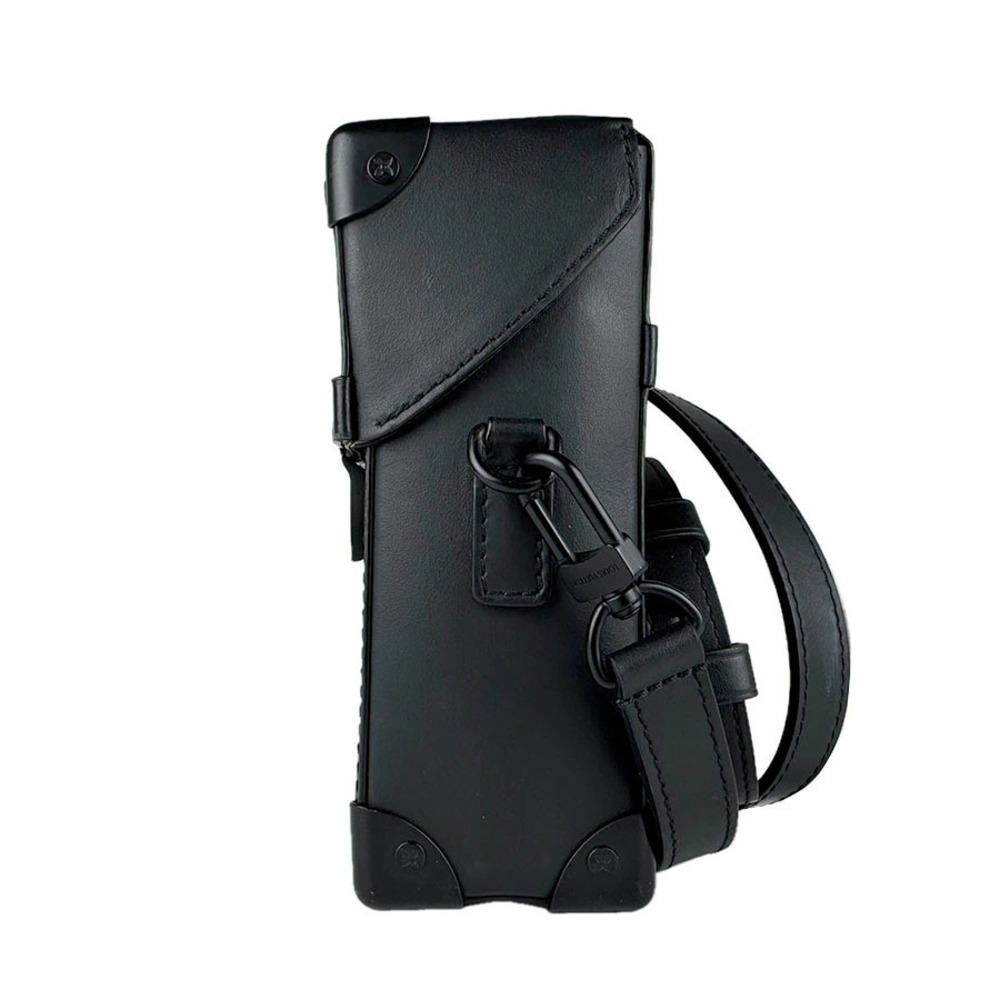 Louis Vuitton Wearable Shoulder Leather Vertical Wallet Trunk Bag Black